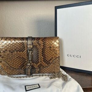 RARE Gucci Jackie Clutch Crossbody Python Leather Chain Bag